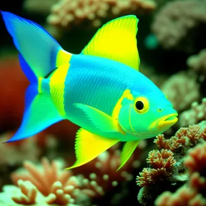 Colorful Marine Fish Swimming in Tropical Reef