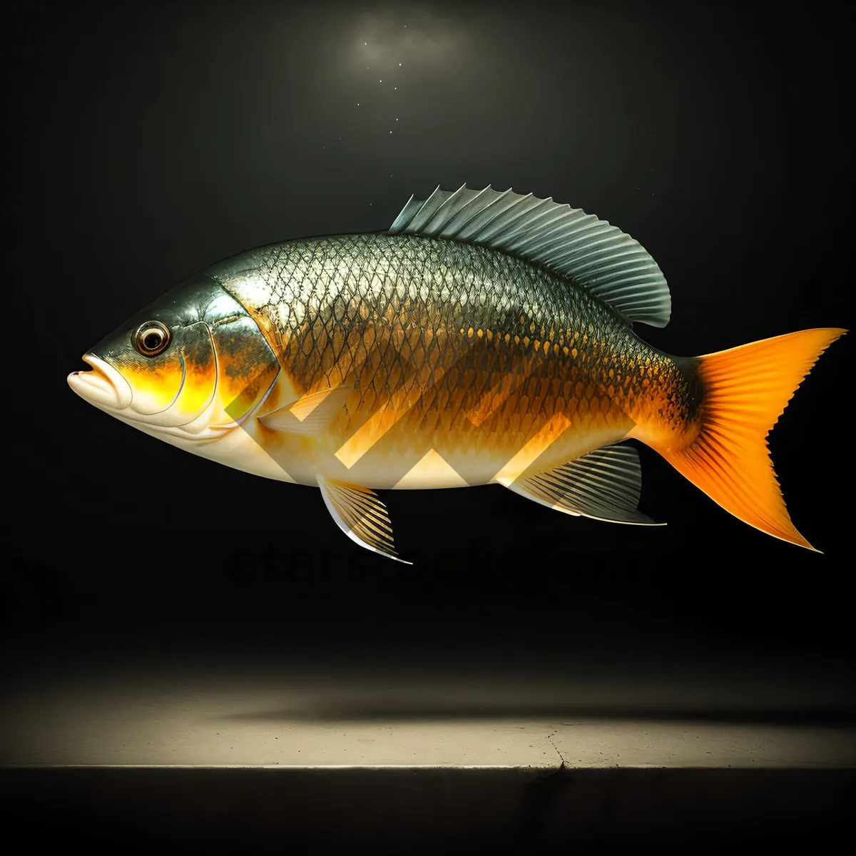 Picture of Colorful Sunfish Swimming in Aquarium