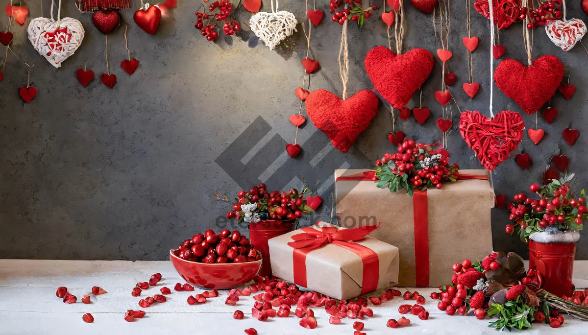 Picture of Decorated holiday shrub with vibrant flowers.