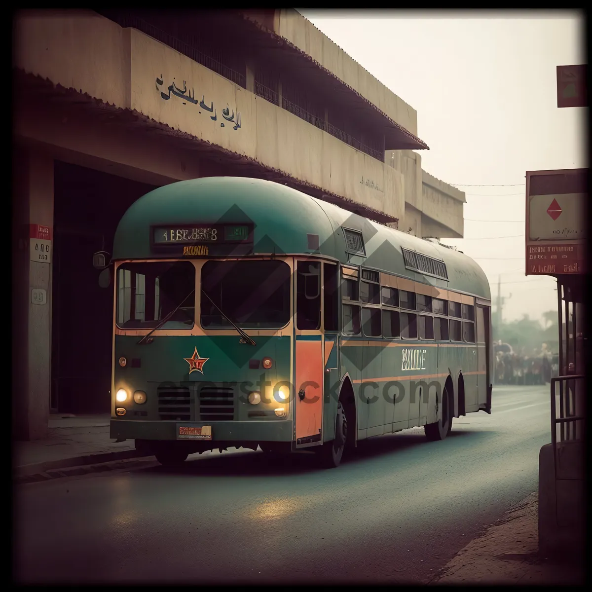 Picture of Public Transport Trolleybus on Busy Highway