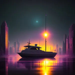 City Lights Reflecting on Marina's Night Sky