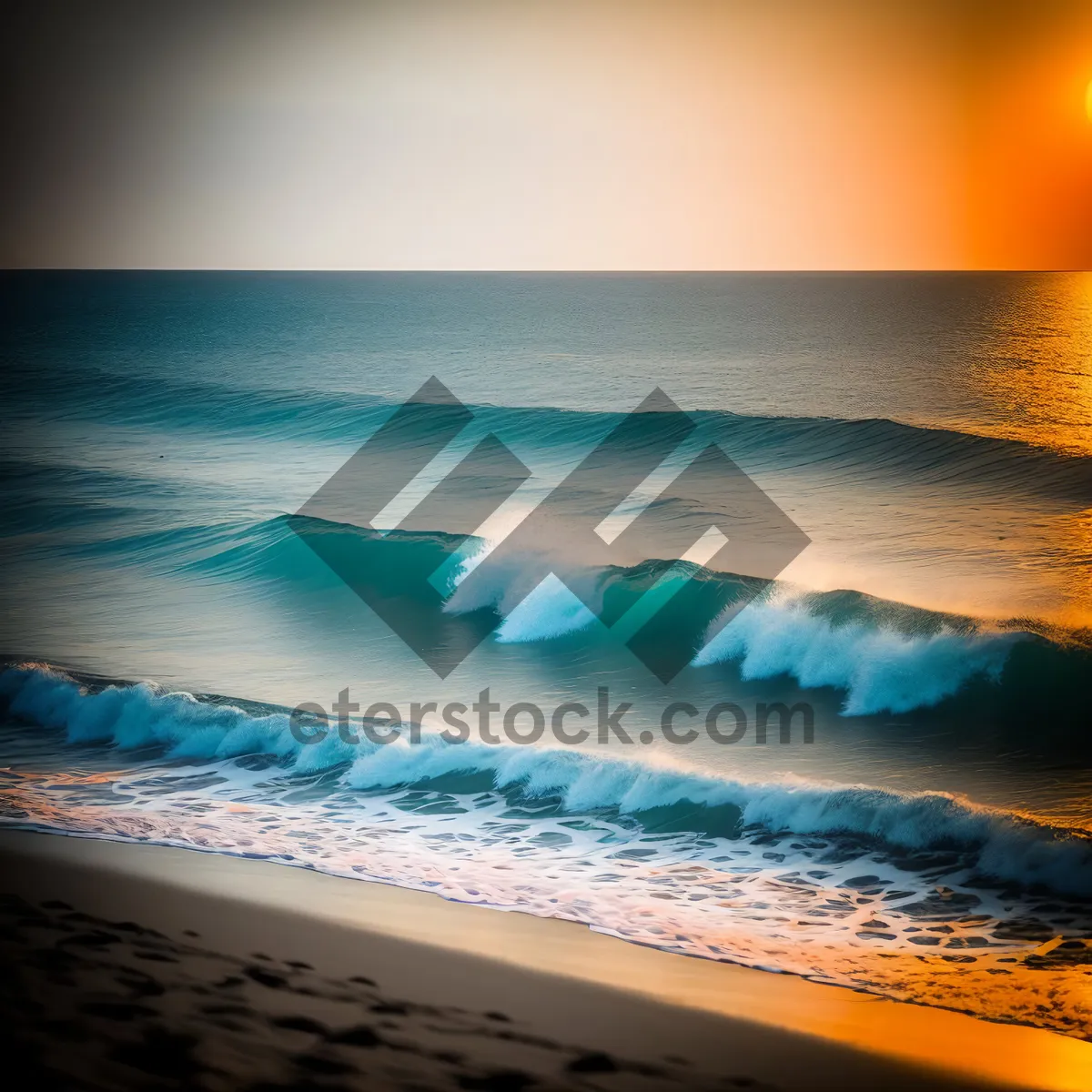 Picture of Serene Summer Sunset Over Tropical Beach