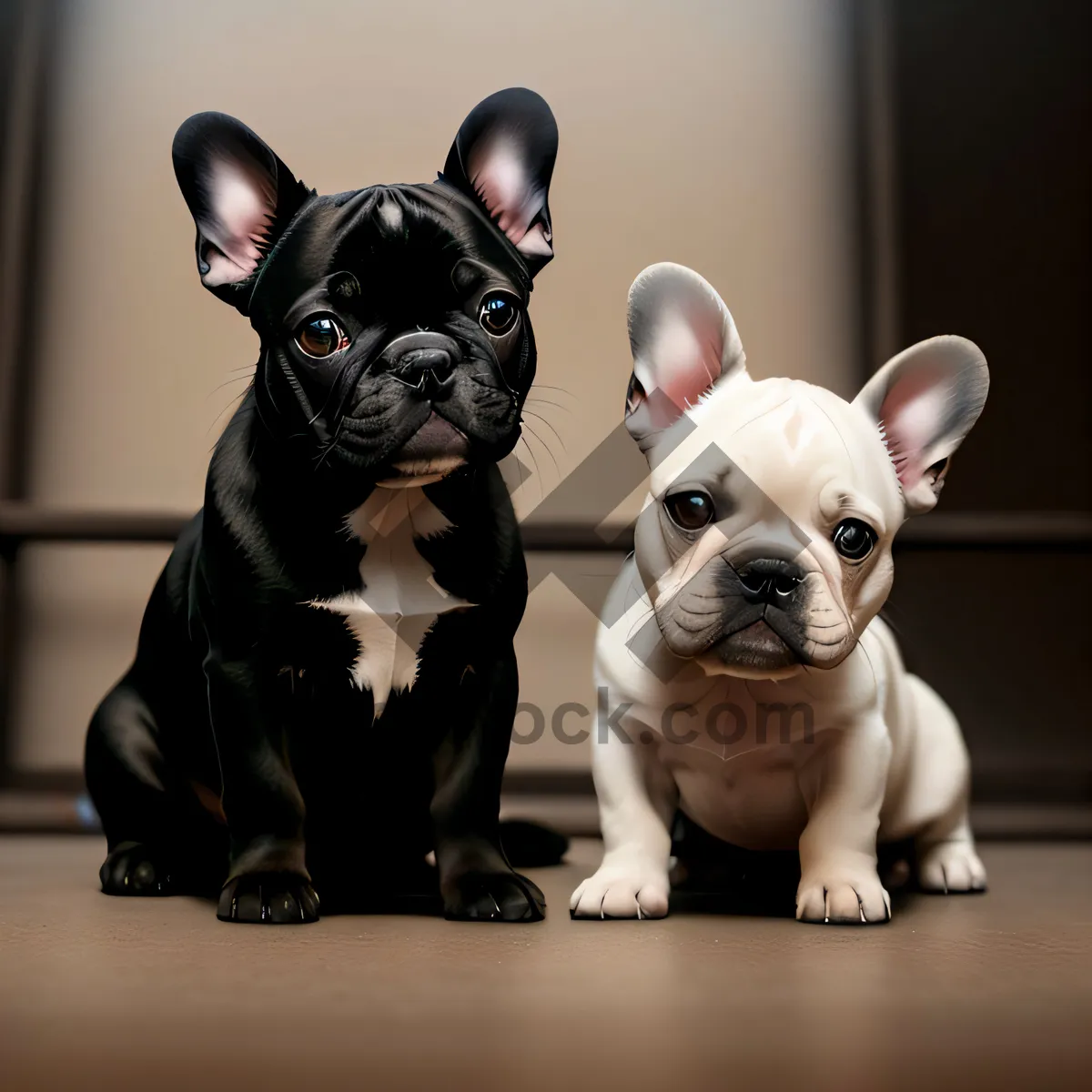 Picture of Cute Wrinkled Bulldog Puppy - Adorable Studio Portrait