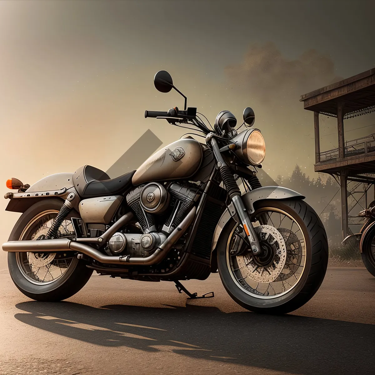 Picture of Speedy Biker on Open Road with Motorbike