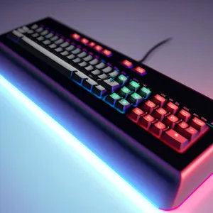 Keyboard with LED-lit buttons for efficient office work.