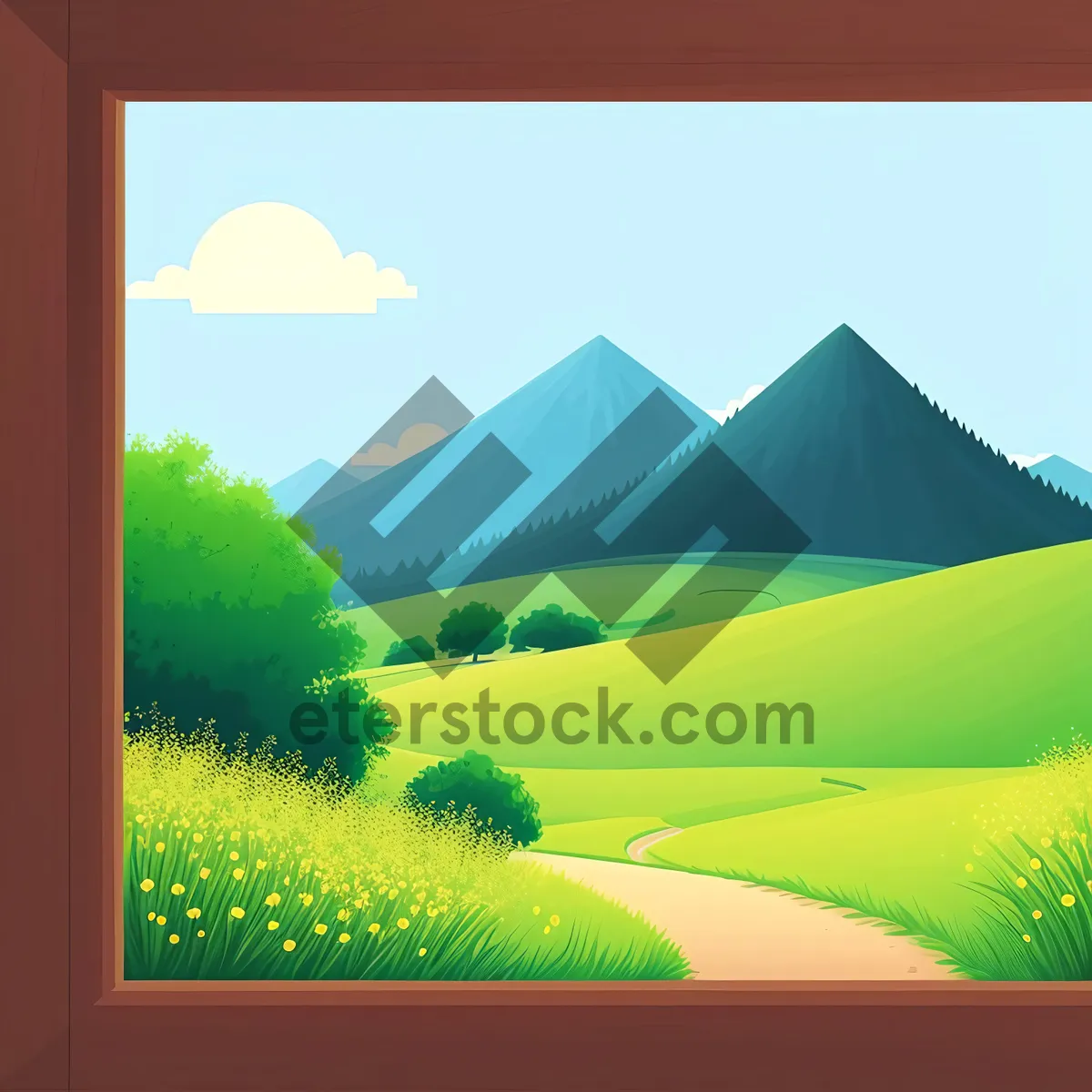 Picture of Sun-kissed countryside horizon over scenic meadow.