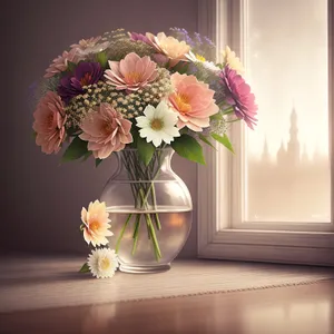 Floral Bouquet in Vase - Elegant Table Decor