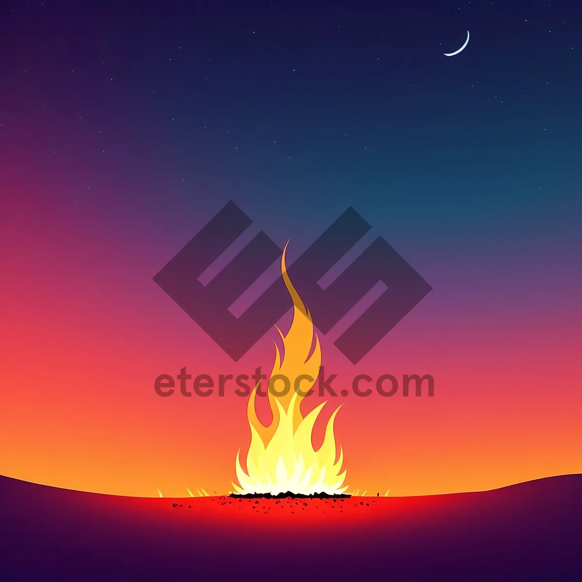 Picture of Blazing Starlight: Bright Symbolic Graphic with Elements of Light and Heat