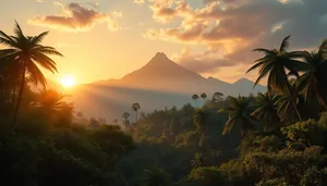 Starry Sunset Over Mountainous Landscape