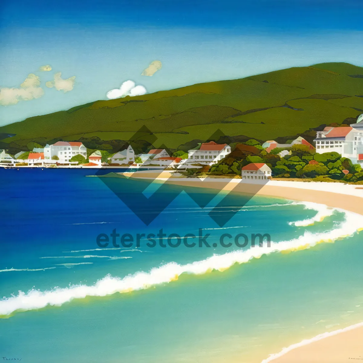 Picture of Tropical island beach with blue skies and clear waters