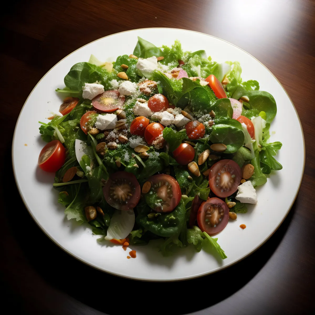 Picture of Gourmet Vegetarian Salad with Fresh Produce and Chickpeas