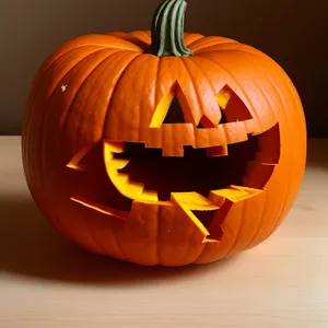 Autumn-inspired Jack-O'-Lantern illuminating Halloween atmosphere.