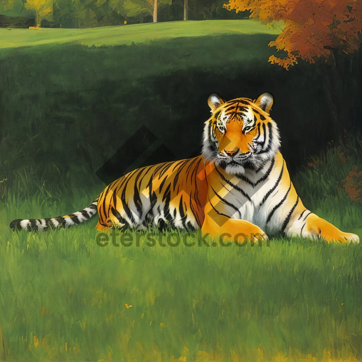 Picture of Striped Jungle Cat in Wild Grass