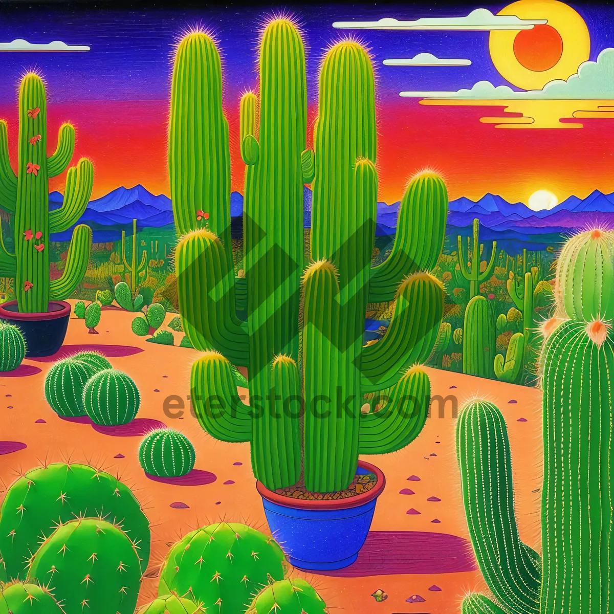 Picture of Vibrant Cactus Pencil in Colorful Art