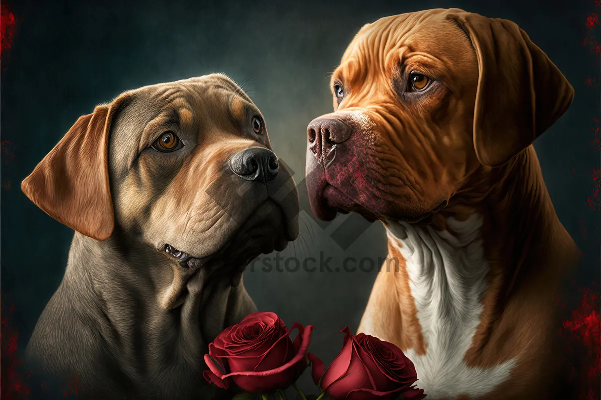 Picture of Cute Brown Bull Mastiff Puppy Portrait Studio Shot