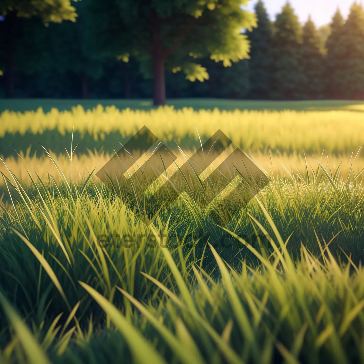 Picture of Serene Countryside Field with Wheat and Clouds