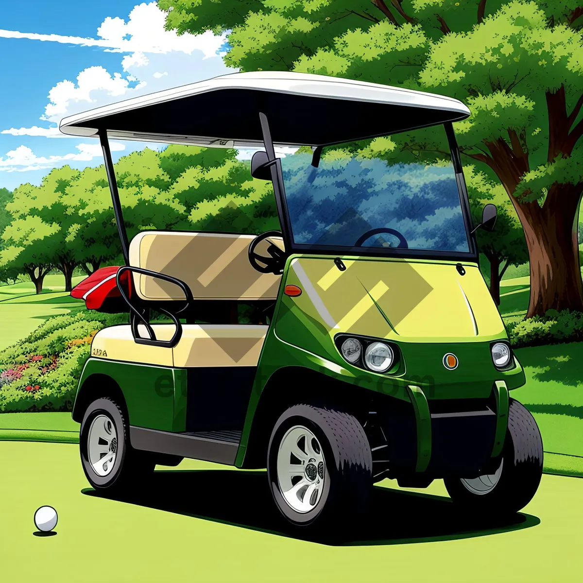 Picture of Golf Cart on Green Grass