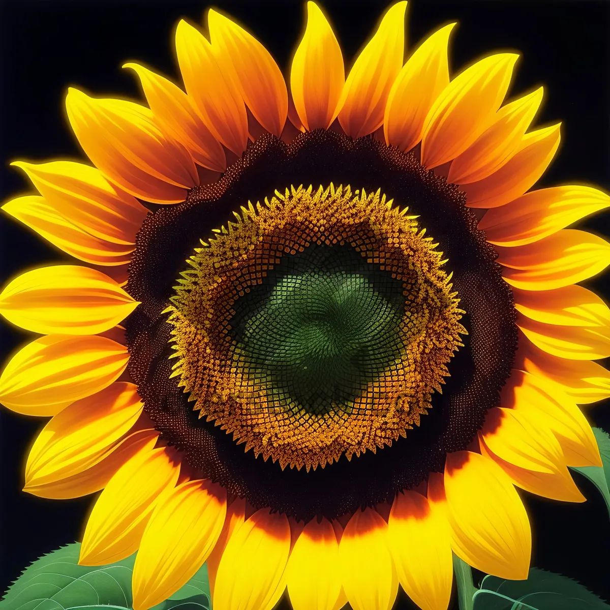 Picture of Bright yellow sunflower in sunny field with blue sky