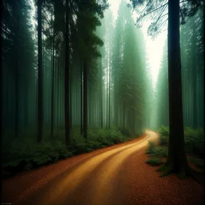Misty Serenity: Tranquil Road Through Enchanting Woods