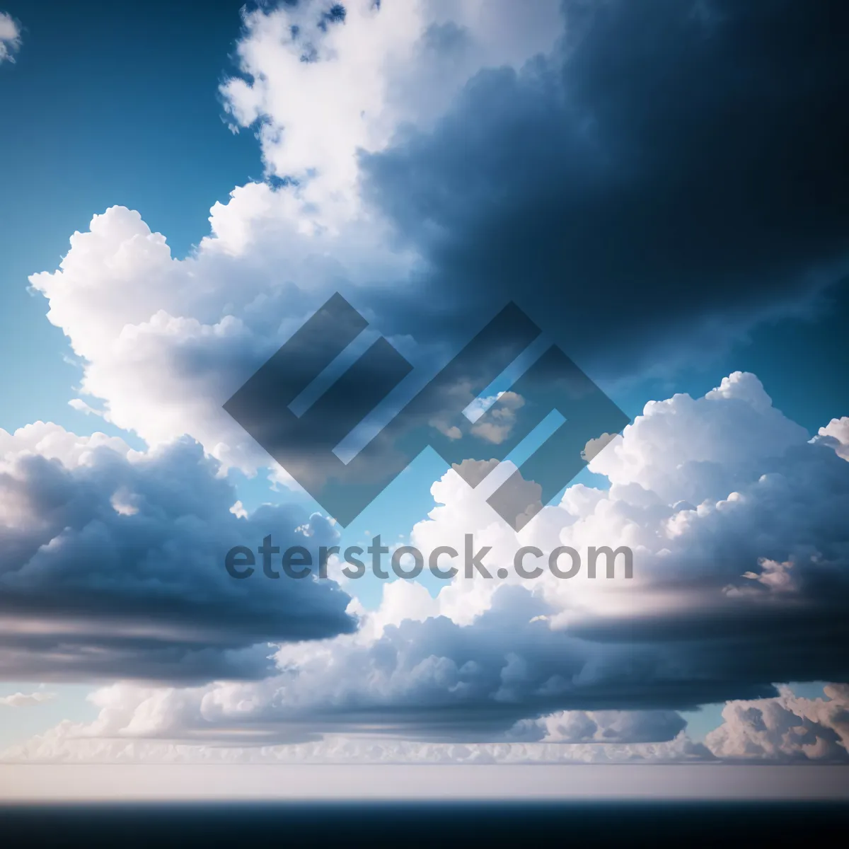 Picture of Serene Summer Skies: A Fluffy Cloudscape Under Clear Sunlight