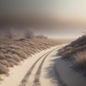 Serenity at Sunset: Dunes, Sand, and Sky.