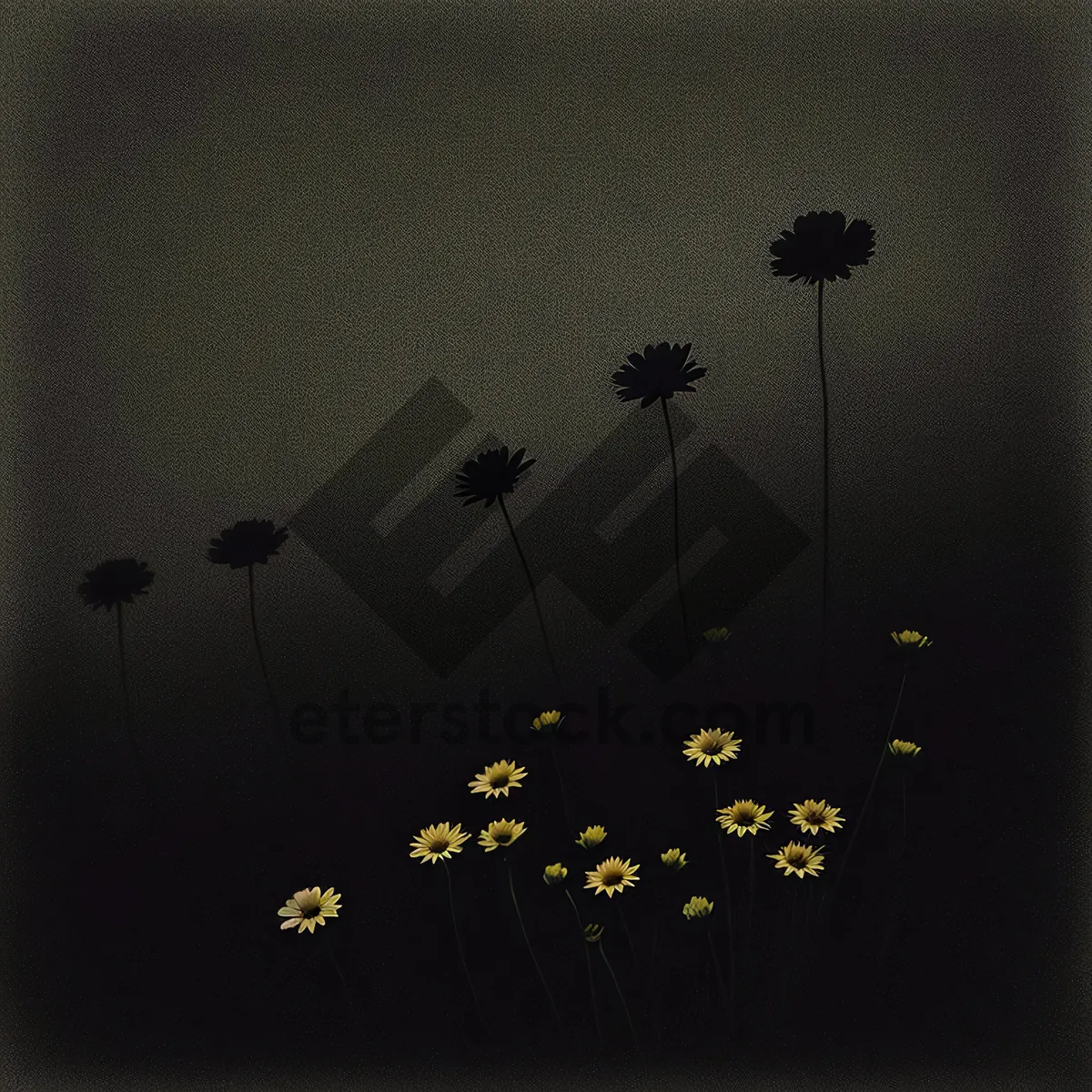 Picture of Grunge Vintage Floral Silhouette with Ant