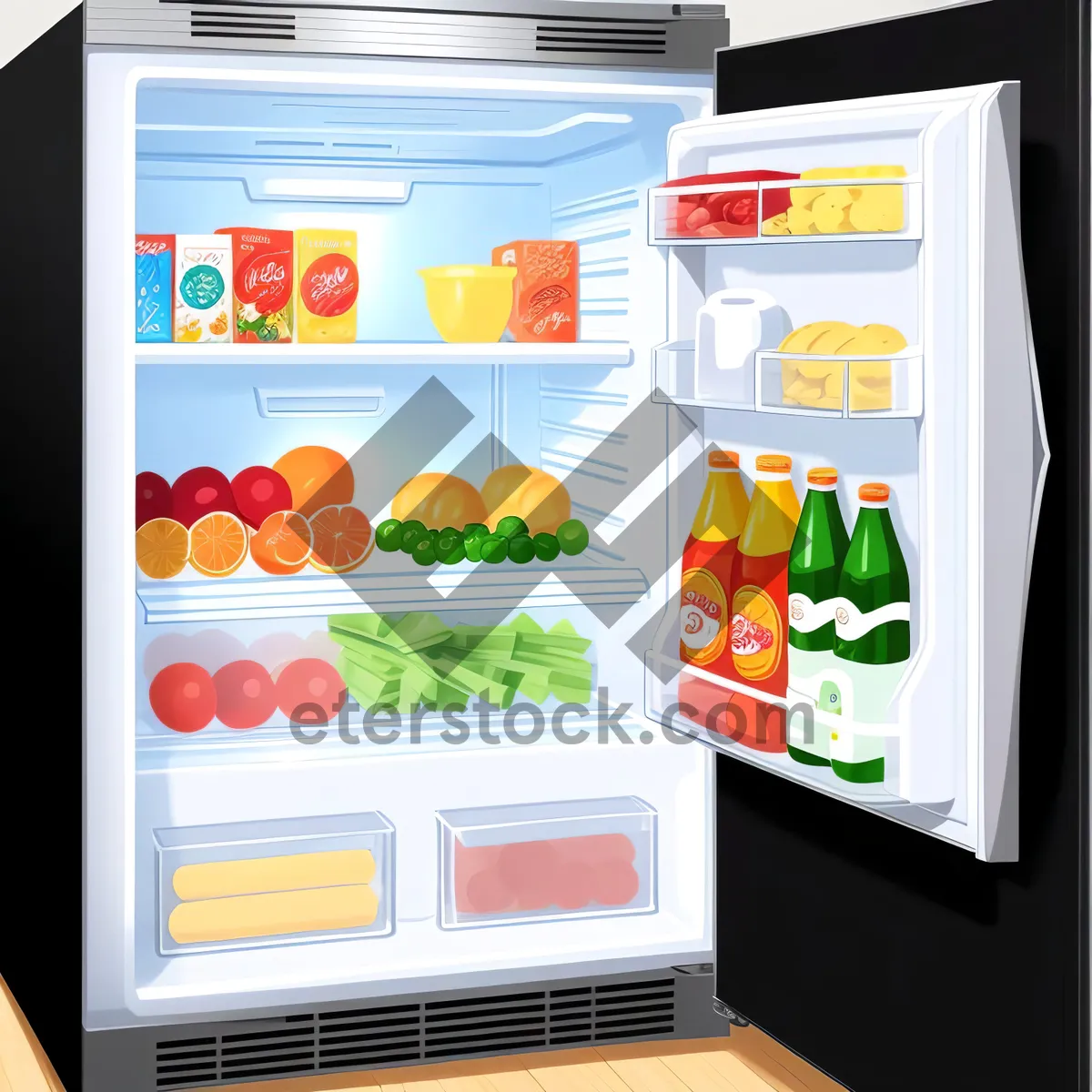 Picture of Modern Home Appliance: White Goods Refrigerator with Built-in Computer Screen