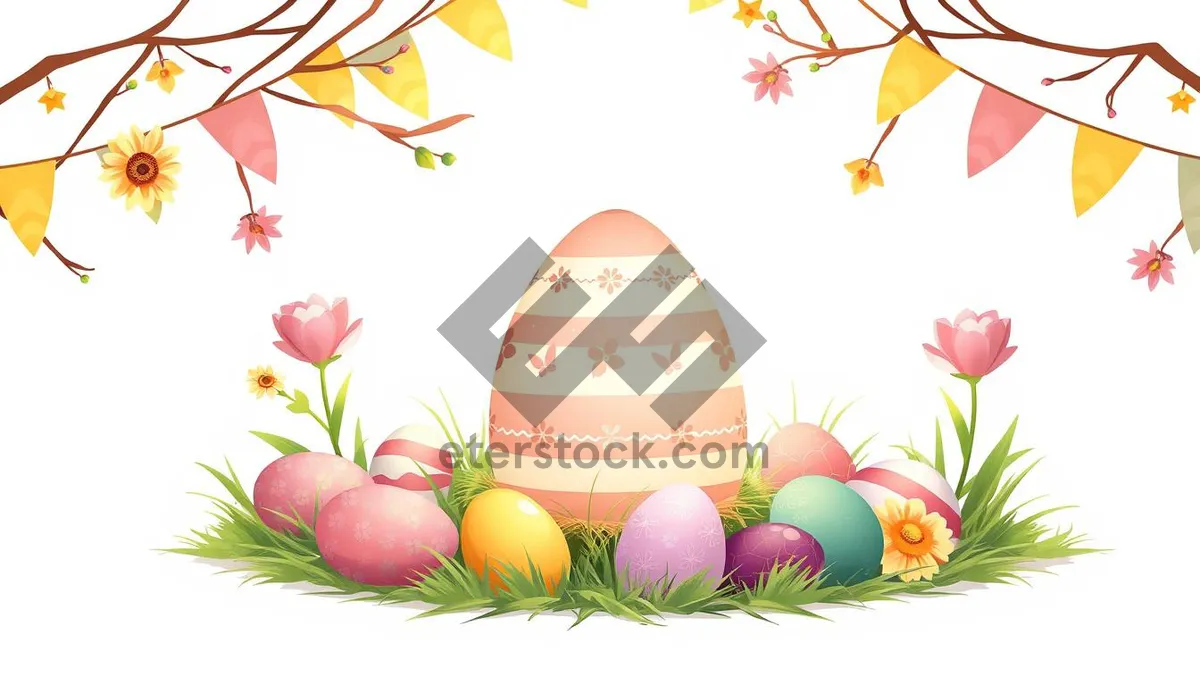 Picture of Graphic hen icon with flower bangle decoration element