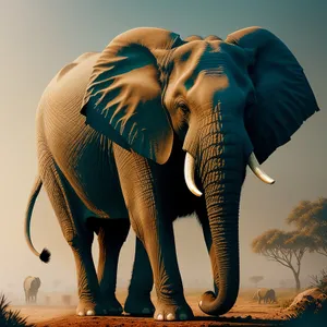 Wild Africa: Majestic Elephant and Graceful Giraffe in Safari
