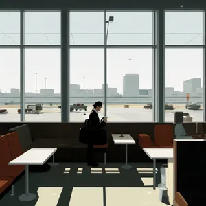 Modern Office Interior with Empty Contemporary Desk and Chair