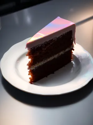 Delicious Gourmet Chocolate Cake Slice with Chocolate Sauce