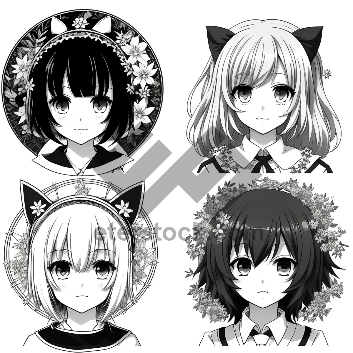 Picture of Cartoon Black Ribbon Drawing Haircut Art