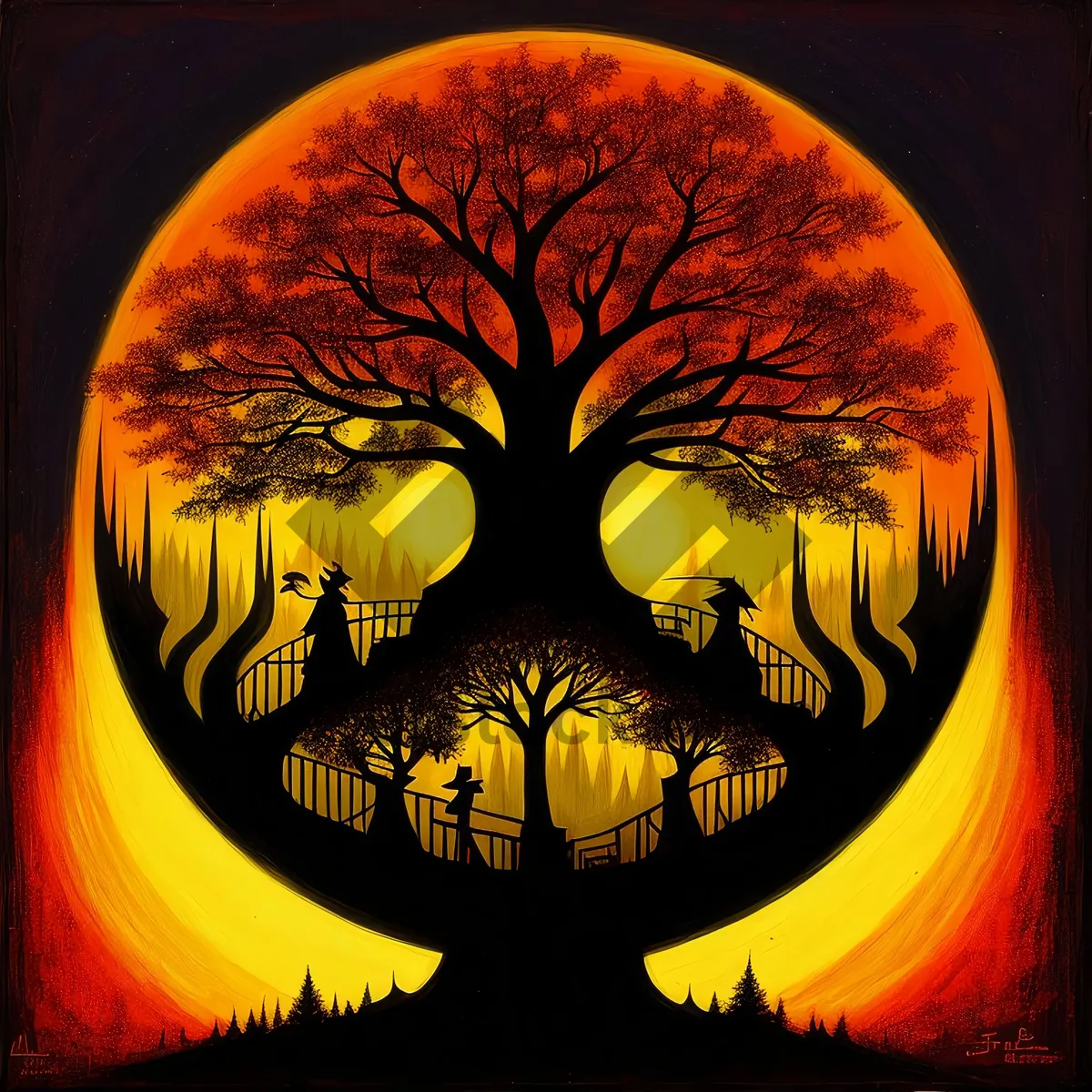 Picture of Spooky Pumpkin in Moonlit Cemetery