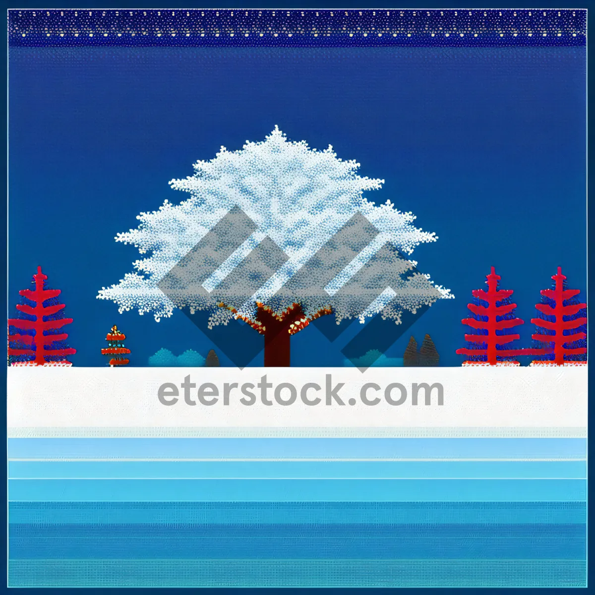 Picture of Festive Winter Stationery with Snowy Tree Design