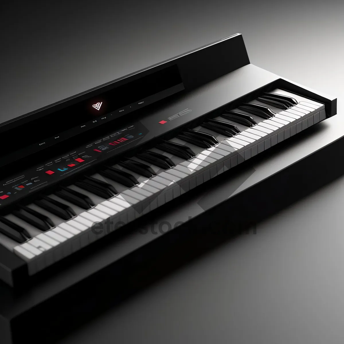 Picture of A classical black grand piano keyboard synthesizer.