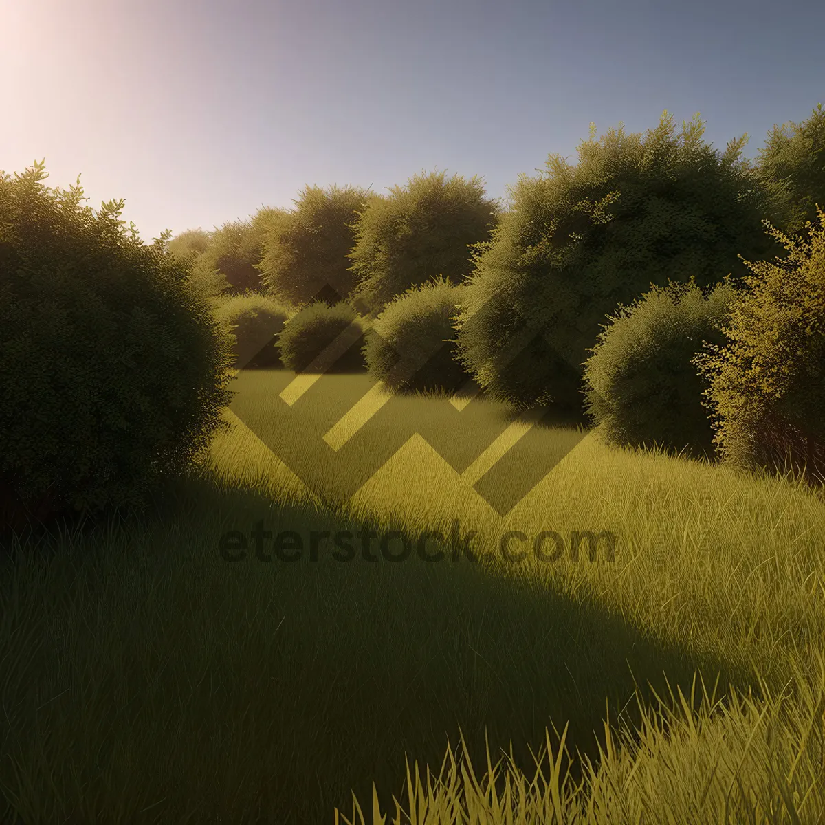 Picture of Golden Horizon: Vibrant Hay Field Amidst Rolling Countryside