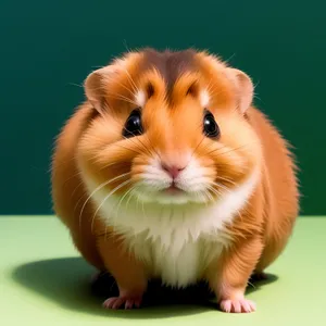 Cute Guinea Pig with Fluffy Ears and Furry Brown Fur