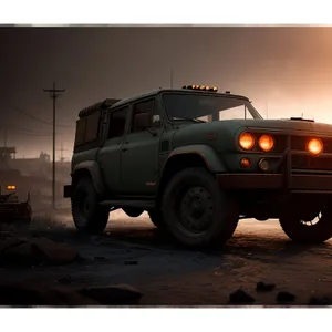 4x4 Military Jeep on Road - Powerful and Versatile Transportation