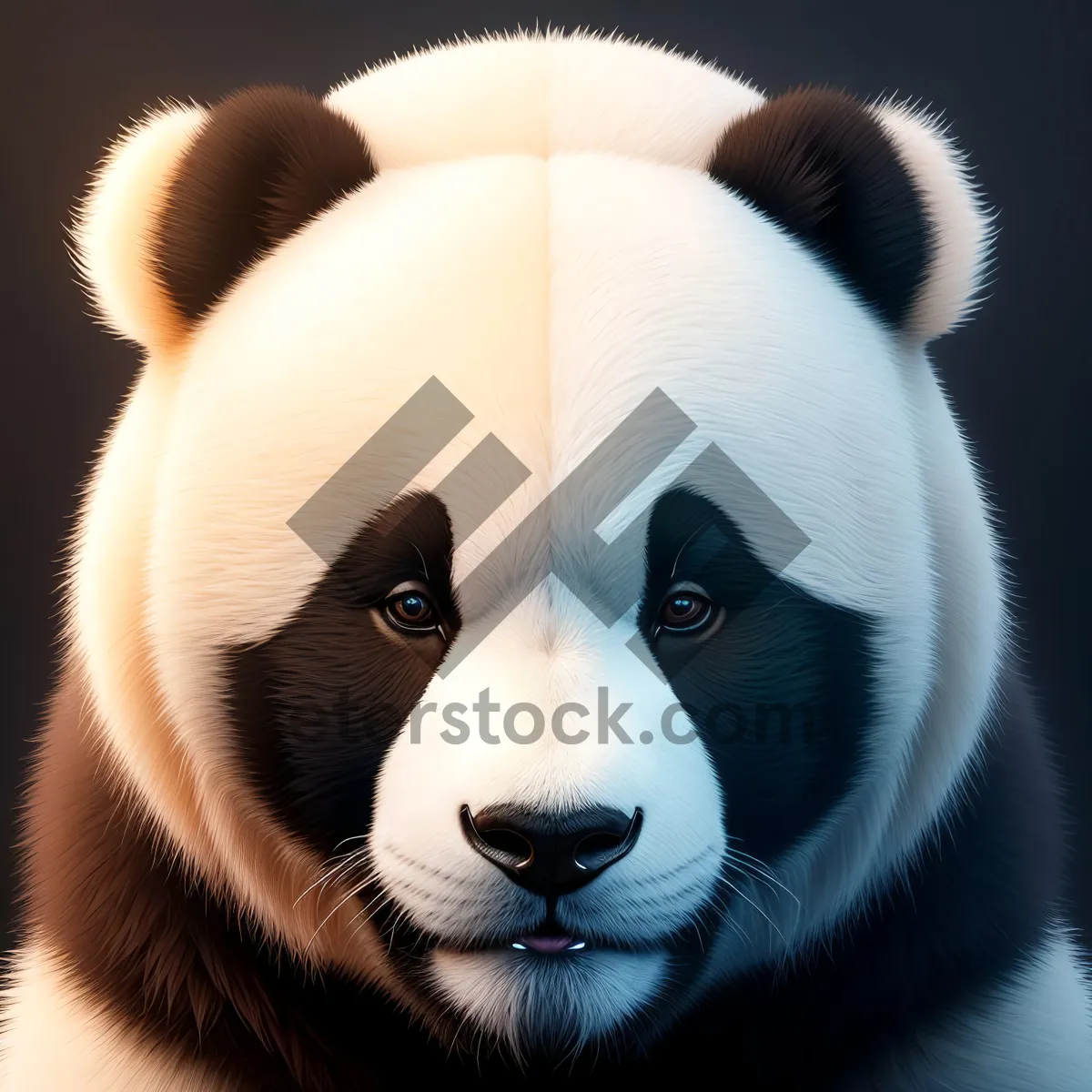 Picture of Adorable Black and White Giant Panda with Fluffy Fur