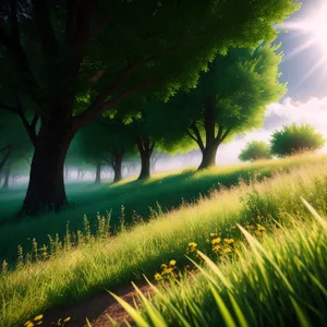 Sun-kissed Meadows: A Serene Rural Landscape