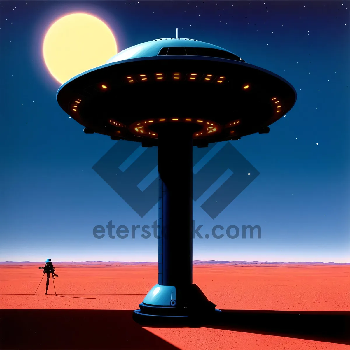 Picture of Ethereal Sky Fountain with Radio Telescope Structure