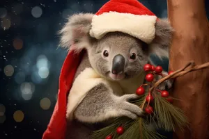 Adorable Koala Bear Toy Decoration on Tree