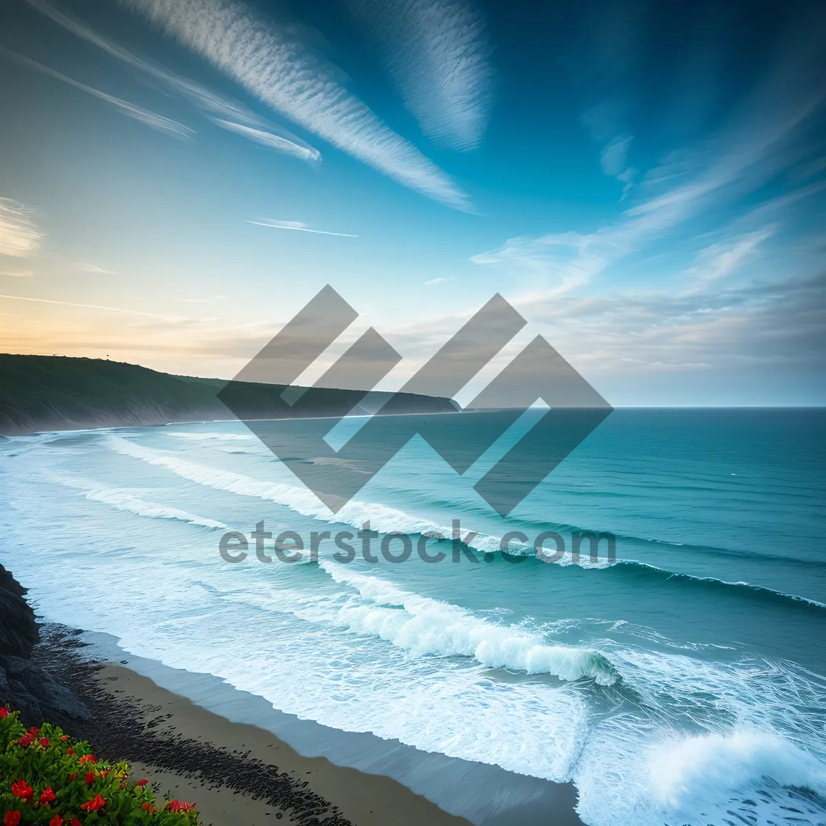 Picture of Serene Paradise: Coastline Kissed by Turquoise Waves