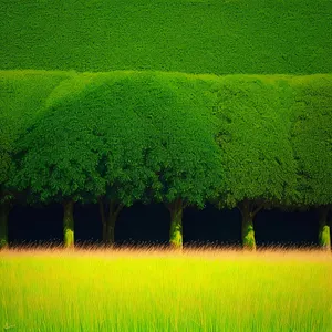 Lush Green Meadow in Spring Landscape