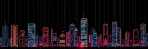 Modern Corporate Tower in Urban Cityscape at Night