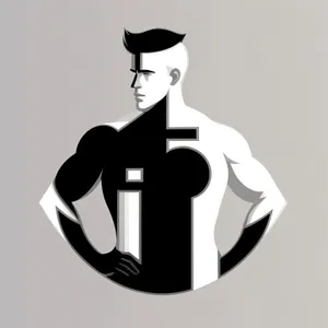 Silhouette of Macho Cartoon Man Art