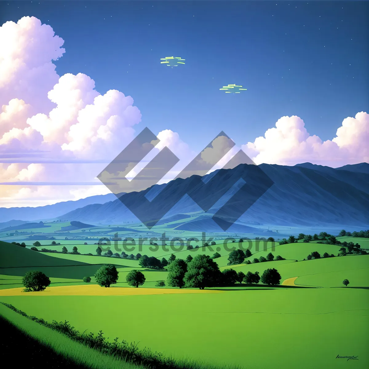Picture of Serene Summer Countryside Skyline