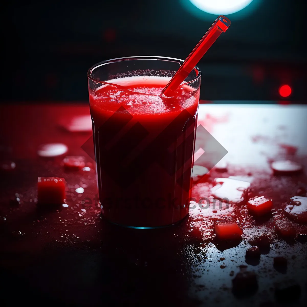 Picture of Refreshing Strawberry Vodka Juice Cocktail with Ice