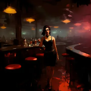 Attractive adult waiter at nightclub party venue