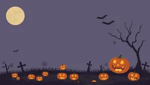 Halloween Night Silhouette Moon Cemetery Decoration